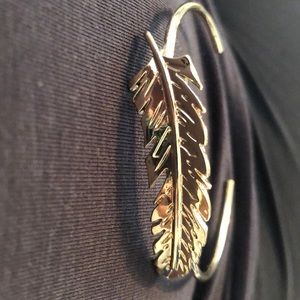 Feather cuff bangle bracelet gold